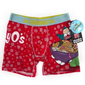 The Simpsons Swag Boxer Briefs Mens Large Underwear Krusty the Clown Cereal Red